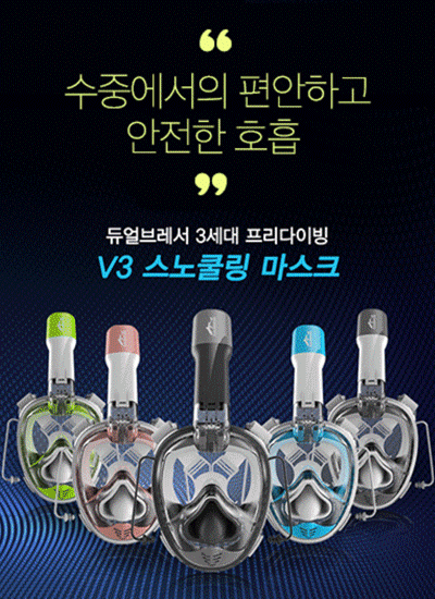 [정품 최저가보장] 듀얼브레서 프리다이빙V3 스노쿨링 마스크